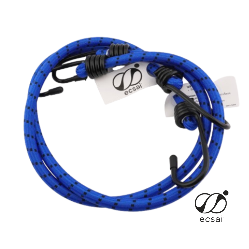 สายรัดยางยืดคุณภาพดี พร้อมตะขอเหล็ก ECSAI ขนาด 60 ซม. สีน้ำเงิน-ดำ (แพค 2 ชิ้น)